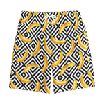 Black And White Geometric Banana Print Cotton Shorts