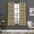 Black And White Geometric Banana Print Grommet Curtain Panels
