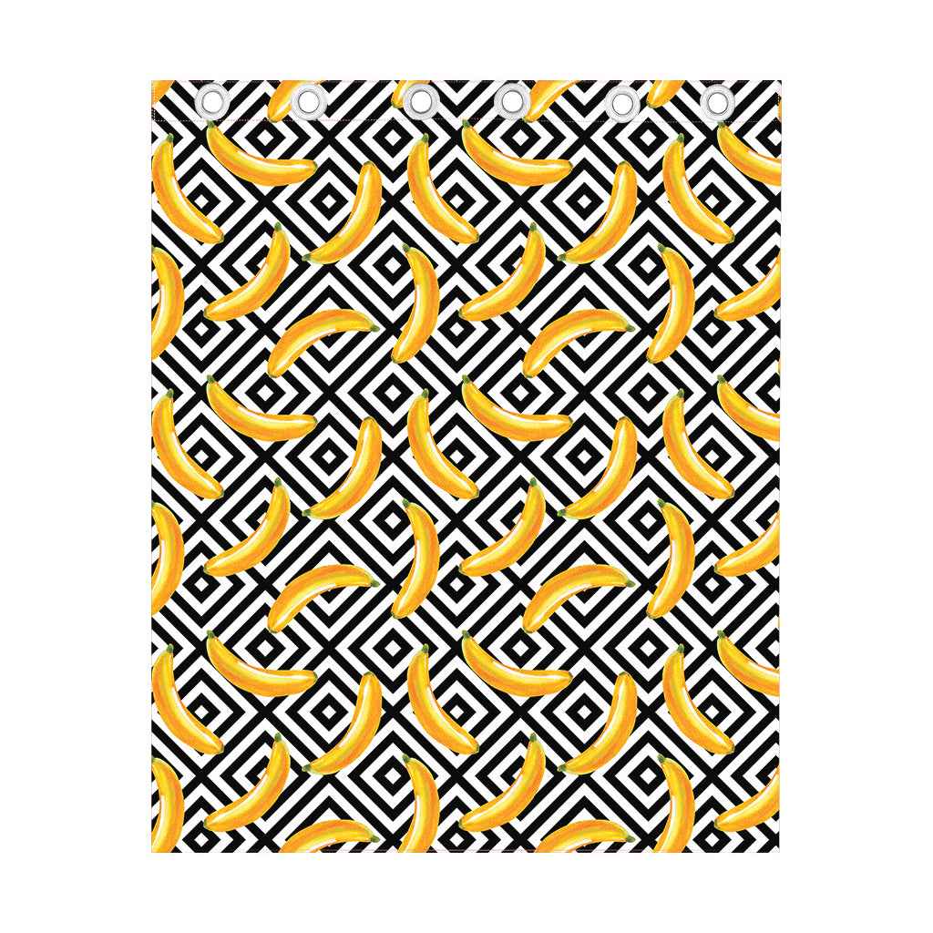 Black And White Geometric Banana Print Curtain