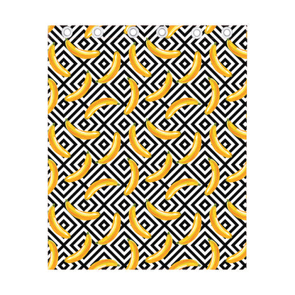 Black And White Geometric Banana Print Curtain