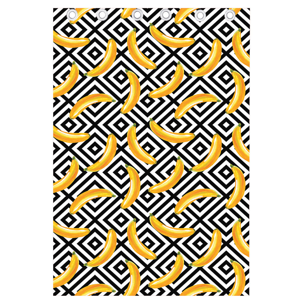 Black And White Geometric Banana Print Curtain