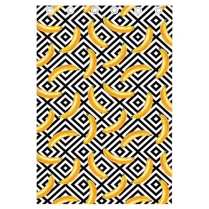 Black And White Geometric Banana Print Curtain