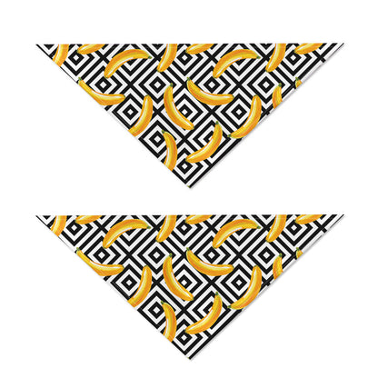 Black And White Geometric Banana Print Dog Bandana