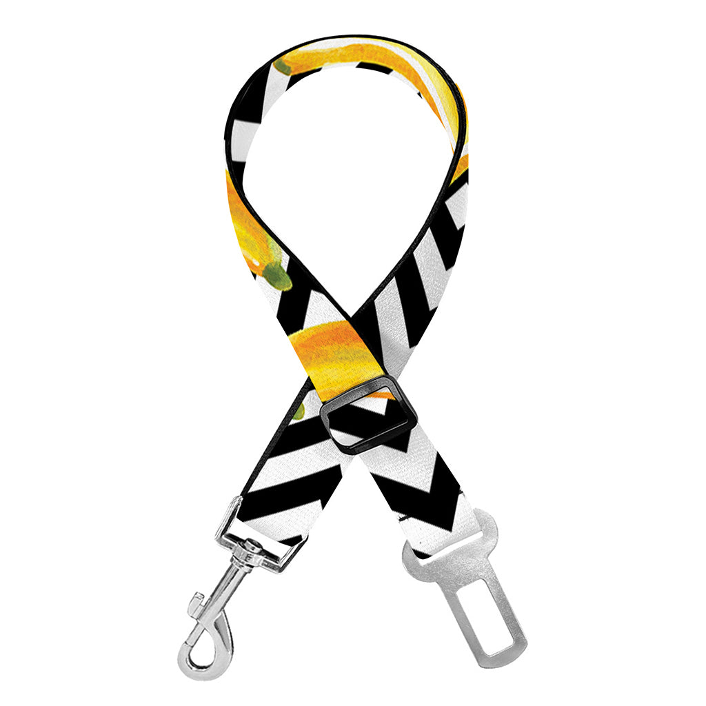 Black And White Geometric Banana Print Dog Seat Belt
