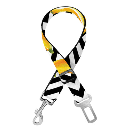 Black And White Geometric Banana Print Dog Seat Belt