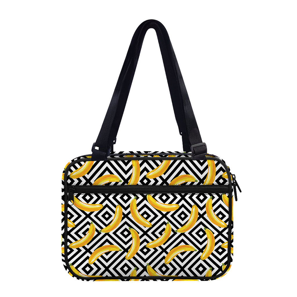 Black And White Geometric Banana Print Double Strap Bible Bag