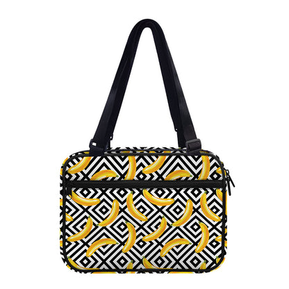 Black And White Geometric Banana Print Double Strap Bible Bag
