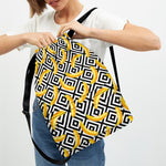 Black And White Geometric Banana Print Drawstring Backpack