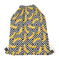 Black And White Geometric Banana Print Drawstring Bag