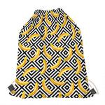 Black And White Geometric Banana Print Drawstring Bag
