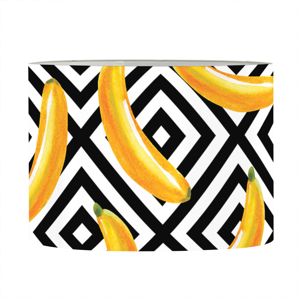 Black And White Geometric Banana Print Drum Lamp Shade
