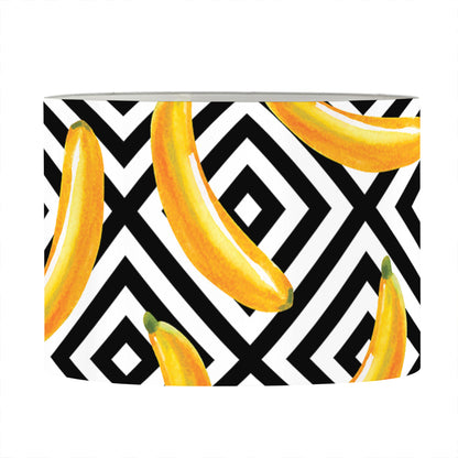 Black And White Geometric Banana Print Drum Lamp Shade