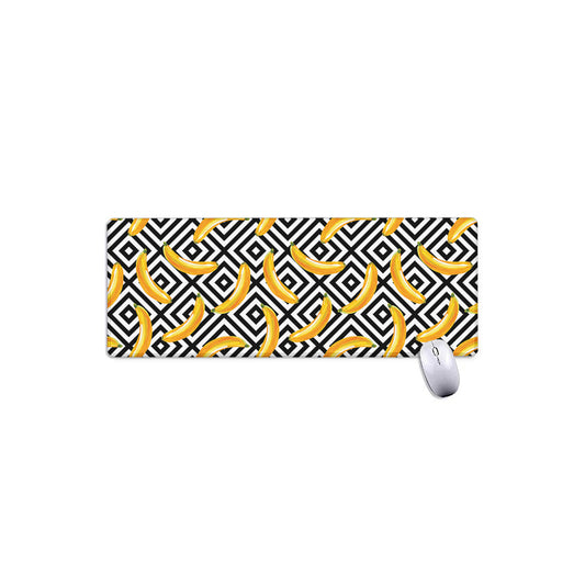 Black And White Geometric Banana Print Extended Mouse Pad