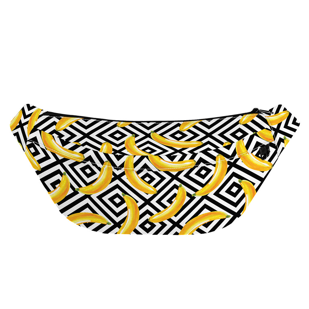 Black And White Geometric Banana Print Fanny Pack