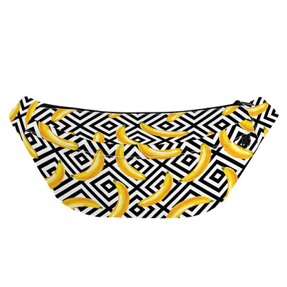 Black And White Geometric Banana Print Fanny Pack