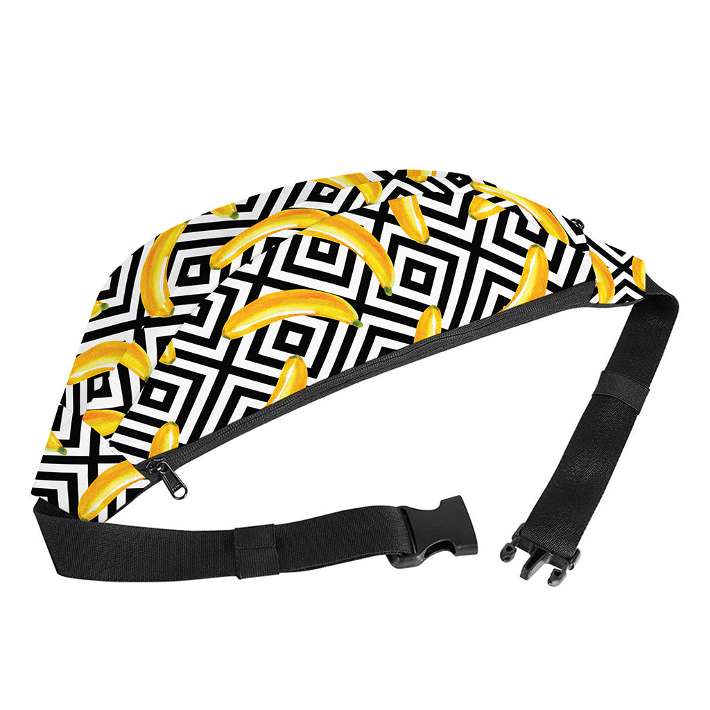 Black And White Geometric Banana Print Fanny Pack