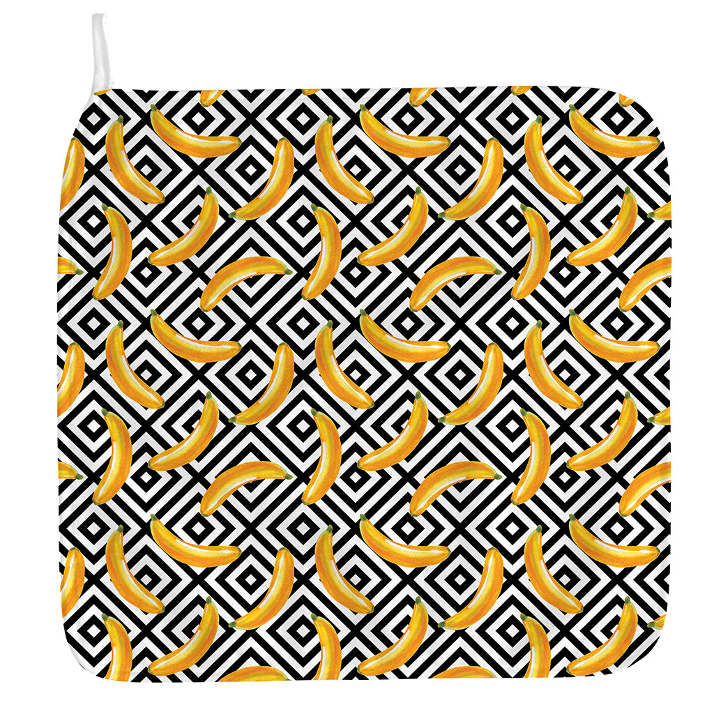 Black And White Geometric Banana Print Hand Towel
