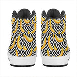 Black And White Geometric Banana Print High Top Leather Sneakers