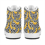 Black And White Geometric Banana Print High Top Leather Sneakers
