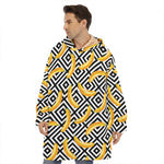 Black And White Geometric Banana Print Hoodie Blanket
