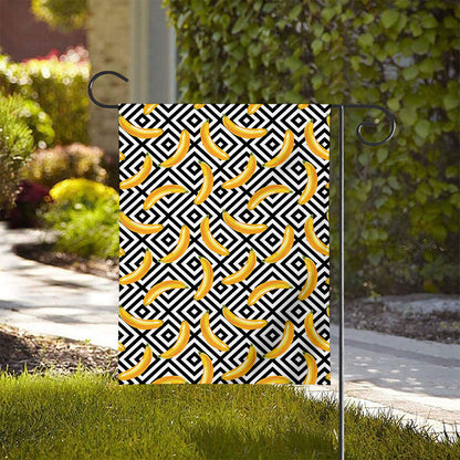Black And White Geometric Banana Print House Flag