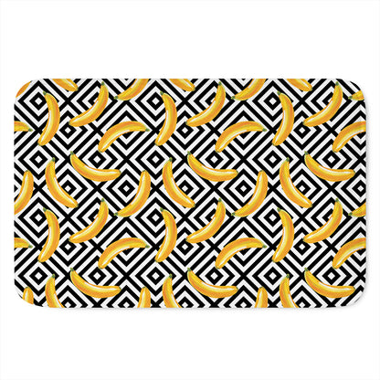 Black And White Geometric Banana Print Indoor Door Mat
