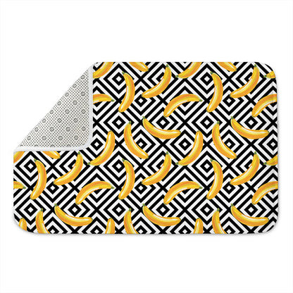 Black And White Geometric Banana Print Indoor Door Mat