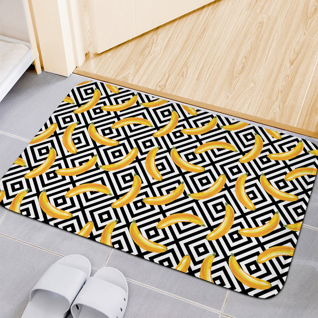 Black And White Geometric Banana Print Indoor Door Mat