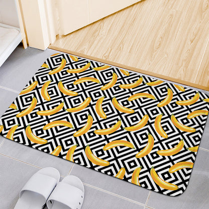 Black And White Geometric Banana Print Indoor Door Mat