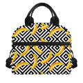 Black And White Geometric Banana Print Insulated Lunch Bag