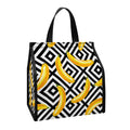 Black And White Geometric Banana Print Insulated Lunch Tote