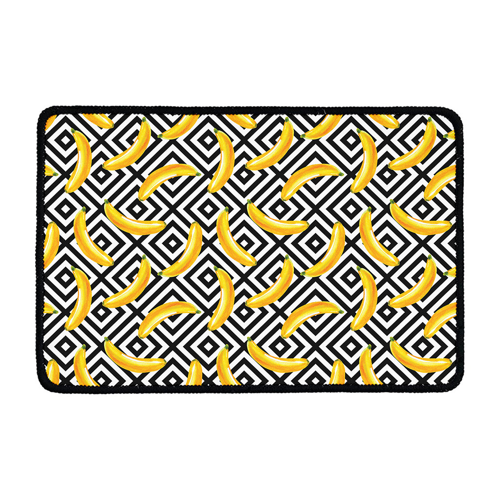 Black And White Geometric Banana Print Kitchen Mat