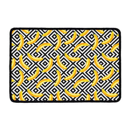 Black And White Geometric Banana Print Kitchen Mat