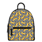 Black And White Geometric Banana Print Leather Backpack
