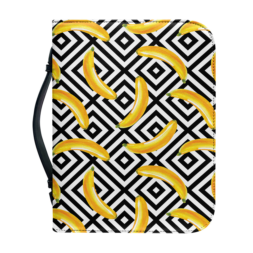 Black And White Geometric Banana Print Leather Bible Cover