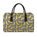 Black And White Geometric Banana Print Leather Duffel Bag