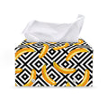 Black And White Geometric Banana Print Leather Tissue Box Cover