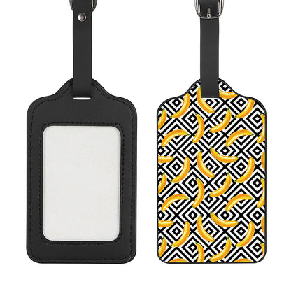 Black And White Geometric Banana Print Luggage Tag