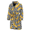 Black And White Geometric Banana Print Men's Bathrobe