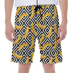 Black And White Geometric Banana Print Men's Beach Shorts
