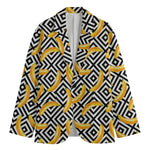 Black And White Geometric Banana Print Men's Blazer