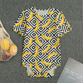 Black And White Geometric Banana Print Men's Bodysuit