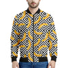 Black And White Geometric Banana Print Men's Bomber Jacket