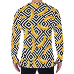 Black And White Geometric Banana Print Men's Long Sleeve T-Shirt