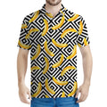 Black And White Geometric Banana Print Men's Polo Shirt