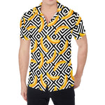 Black And White Geometric Banana Print Men's Shirt