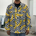 Black And White Geometric Banana Print Men's Shirt Jacket