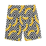 Black And White Geometric Banana Print Men's Sports Shorts