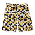 Black And White Geometric Banana Print Men's Swim Trunks
