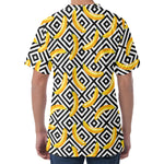Black And White Geometric Banana Print Men's Velvet T-Shirt